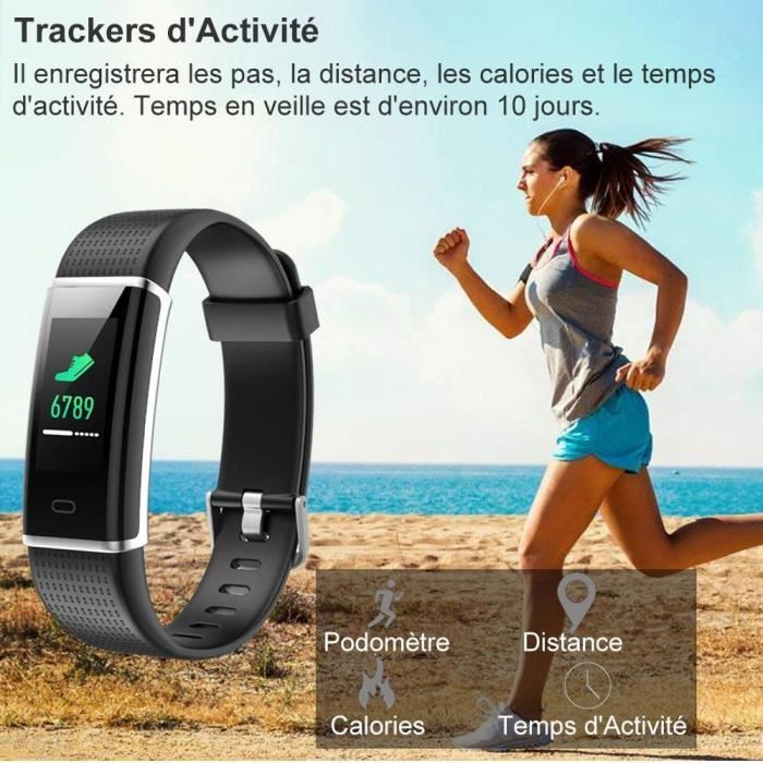 Smartwatch, Fitness Tracker with Color Screen, Pedometer, and Activity Tracker - Black