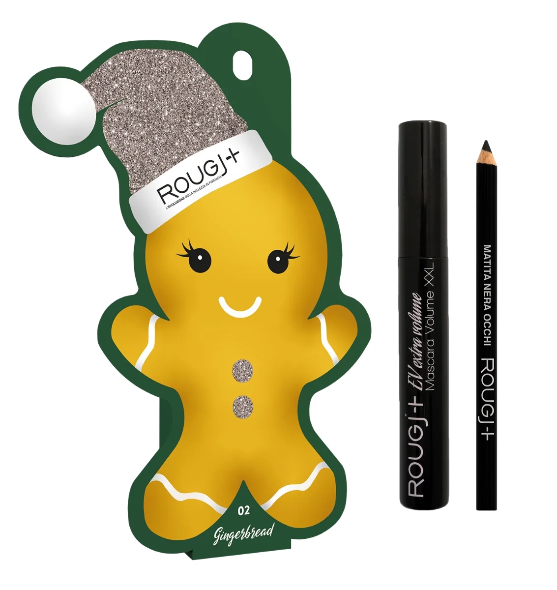 ROUGJ Rougj Ginger Bread Zwart Potlood + Extra Volume Mascara EV Zwarte Make-up Set