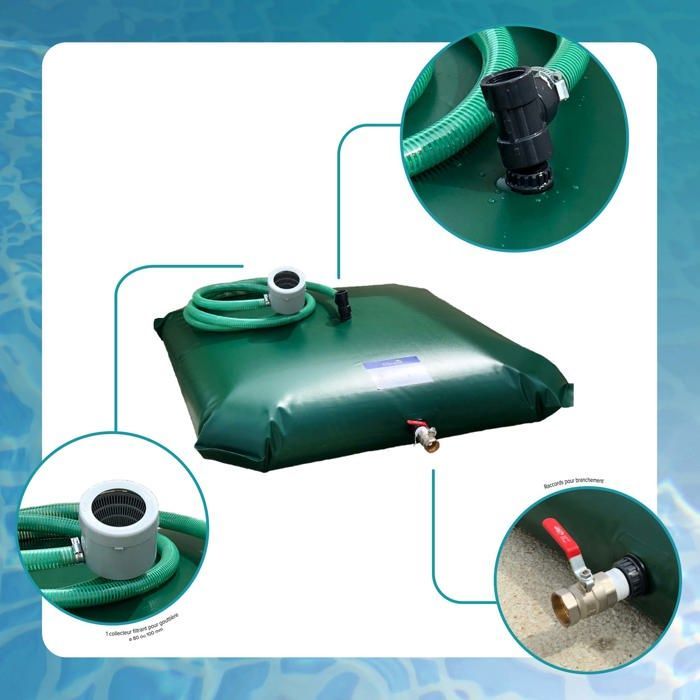 Récupérateur d'Eau Citerne Souple - EDENEA - Kit Complet Prêt à poser - 200 Litres - Multi Usages Jardinage Bricolage