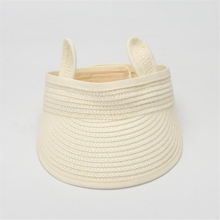 Sombrero de paja FUNMOON para niños, parasol de verano para bebés, top de playa suave con diseño de dibujos animados - 598051