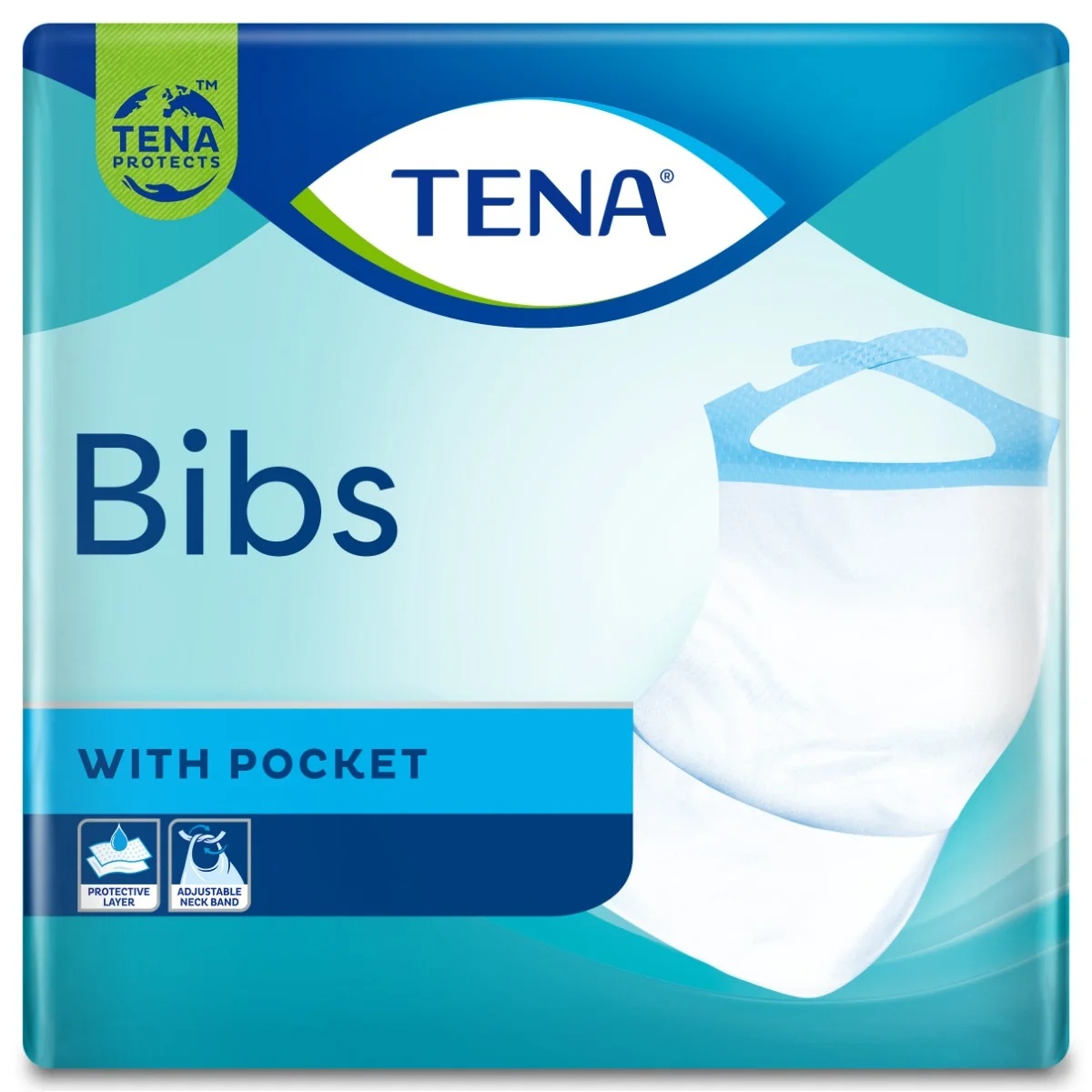 TENA Tena Bib wegwerp slabbetjes, maat M/L, 150 stuks