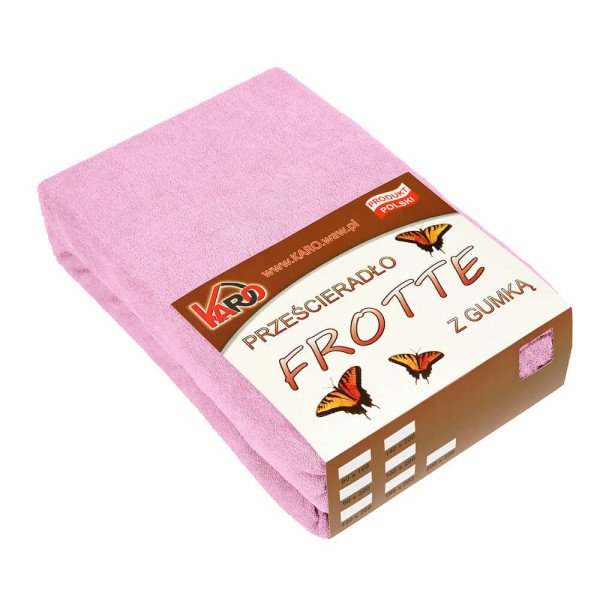 Prześcieradło frotte z gumką 160x200 różowe jasne 018 KARO