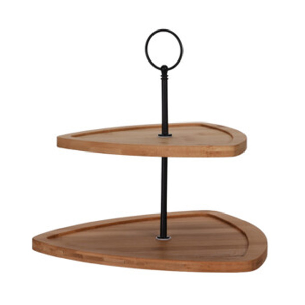 Patera bambusowa z uchwytem na ciasto owoce 23,5cm 2 poziomy