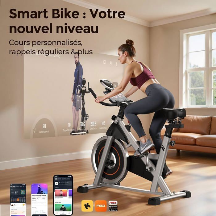 Cyclette magnetica YOSUDA, connessa e silenziosa, con supporto per tablet e sedile regolabile, portata massima 136 kg.