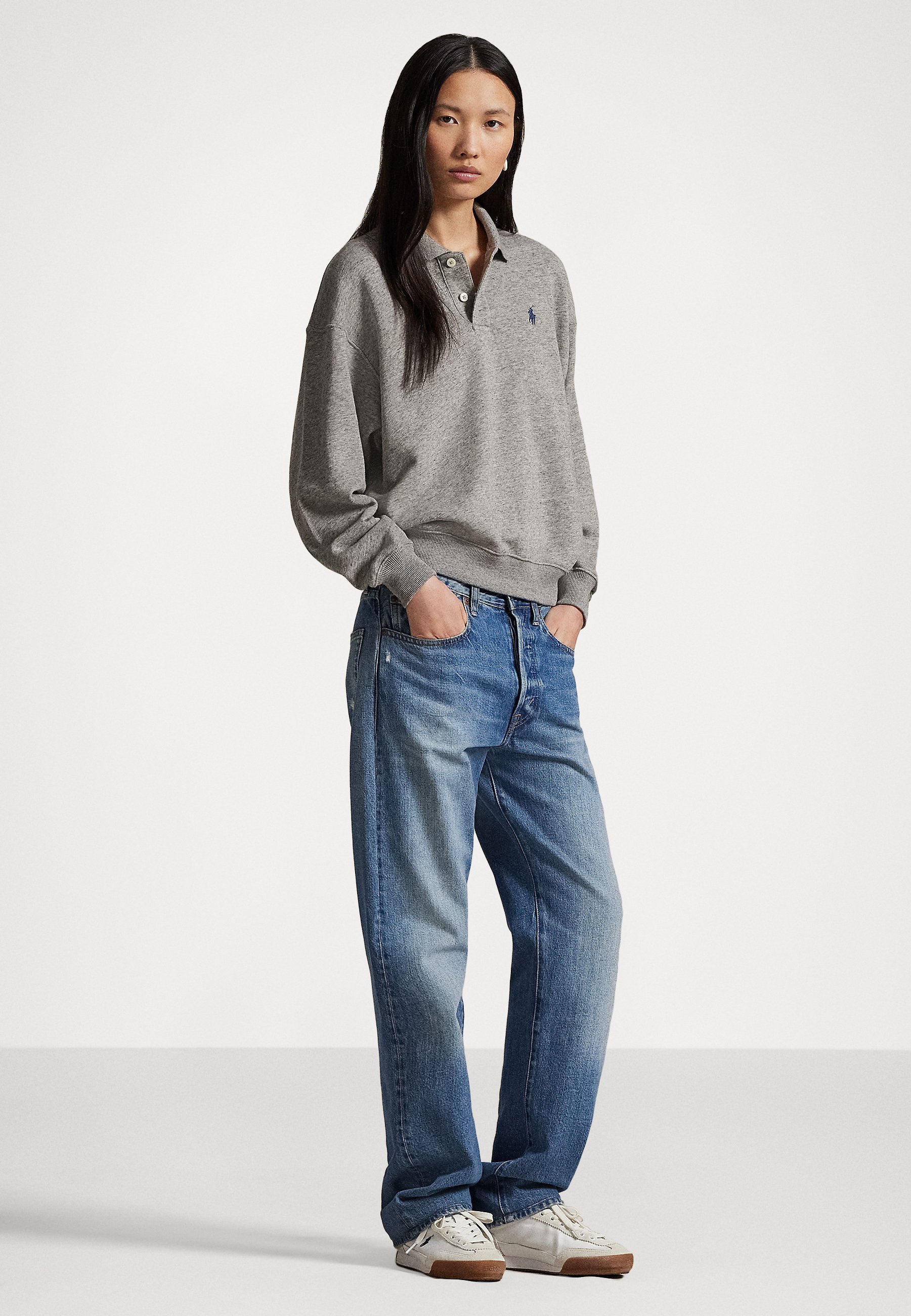 Polo Ralph Lauren LIGHTWEIGHT FLEECE LONG-SLEEVE POLO - Top s dlhým rukávom - tmavozelená