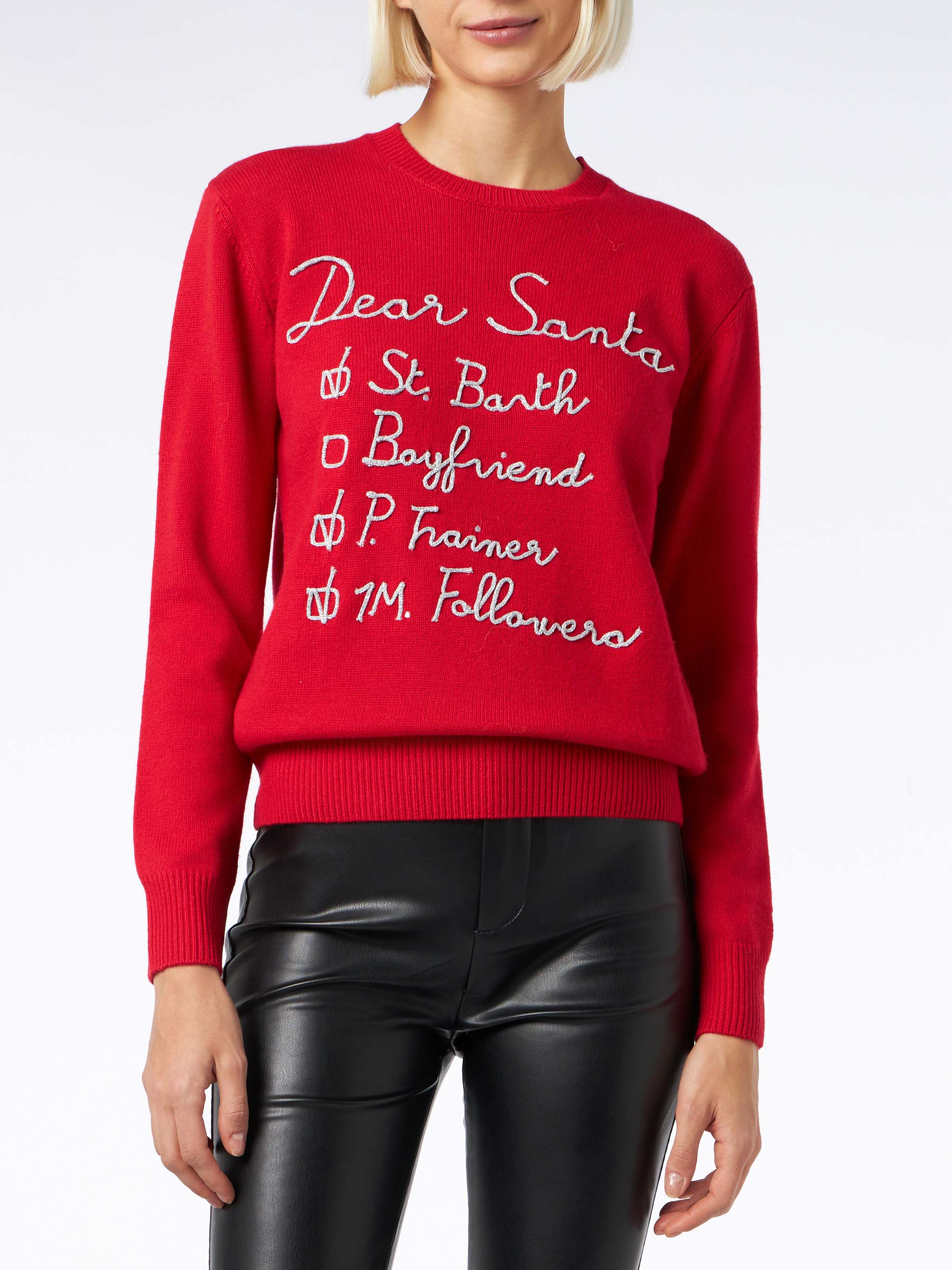 Dames T-shirt met geborduurde tekst: Lieve Kerstmanlijst