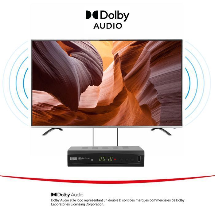 Decodificador y grabador de televisión digital terrestre (TDT) HD - Sintonizador dual - Full HD 1080p - Reproductor multimedia August - DVB482 -