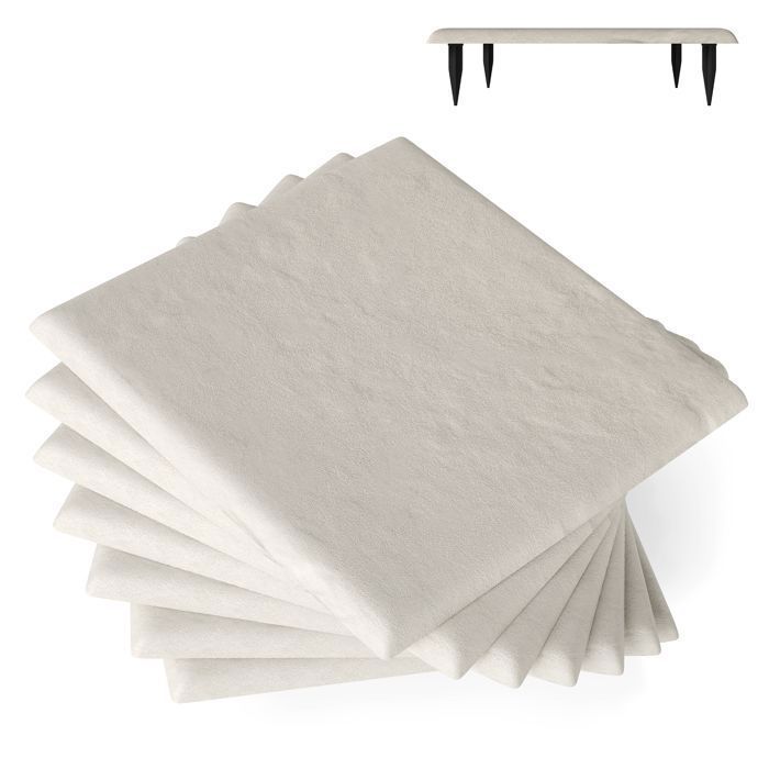 Lot de 8 Dalles de Terrasse 39,5 x 39,5 x 2cm COSTWAY-avec Piquets de Sol-Surfaces Texturées Antidérapantes-pour Pelouse,Cour-Beige