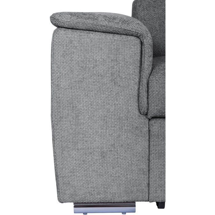 Canapé d'angle convertible réversible - 5 places - DAYTONA - Tissu Silver - Coffre - 260 x 216 x 94 cm