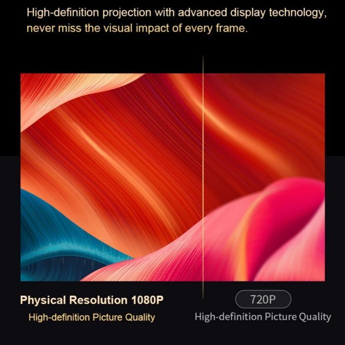 Proyector portátil, 1080p, ángulo ajustable, calidad de imagen de alta definición, blanco