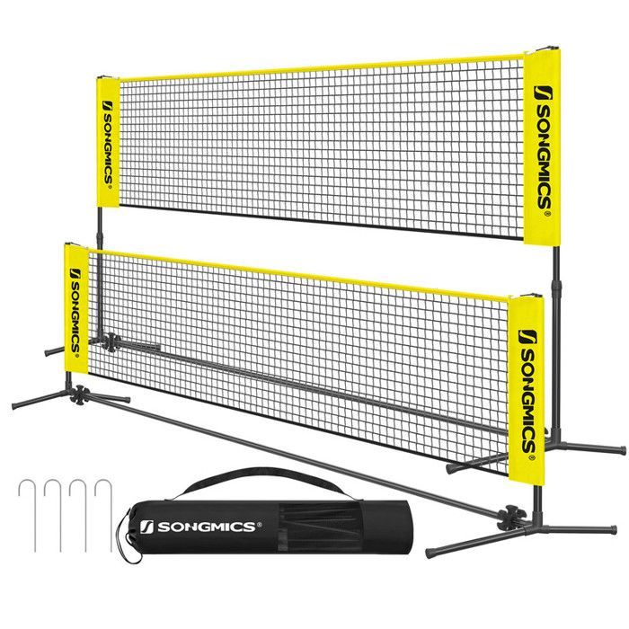 Red de bádminton y voleibol de 3 m, altura ajustable, set de tenis portátil, color amarillo.