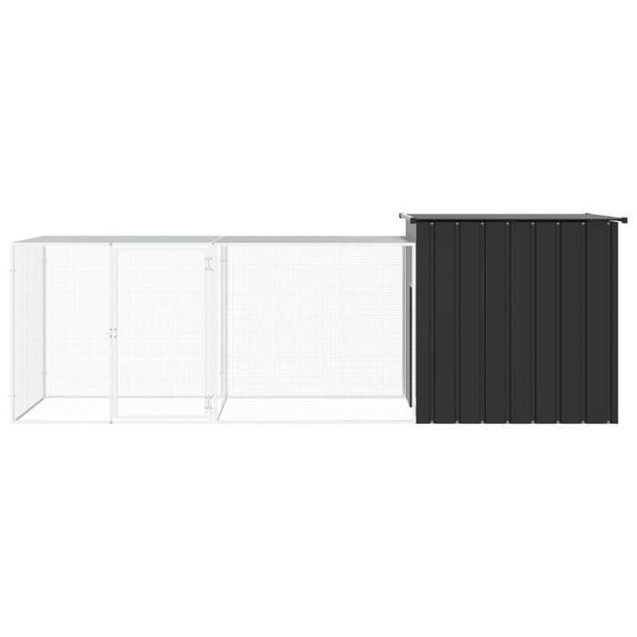 Gallinero de acero galvanizado - Felicidad - Antracita - 300x91x100 cm - Puerta 46,5x74,5 cm