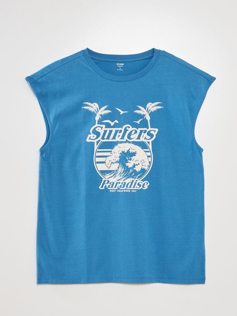 Bedrukt sporttopje - blauw