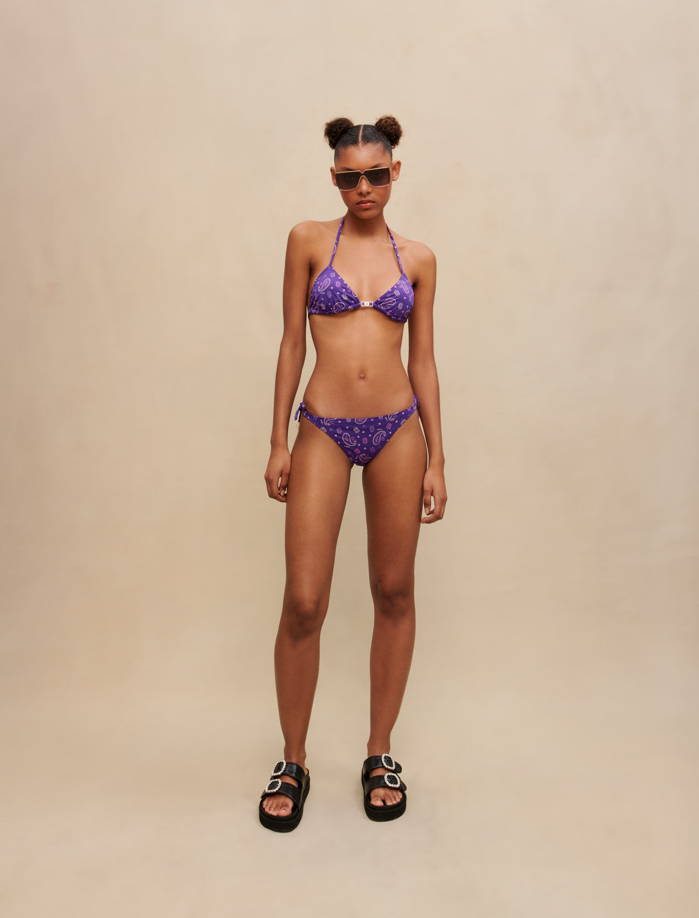 Bikini cu imprimeu paisley - Bandană violetă