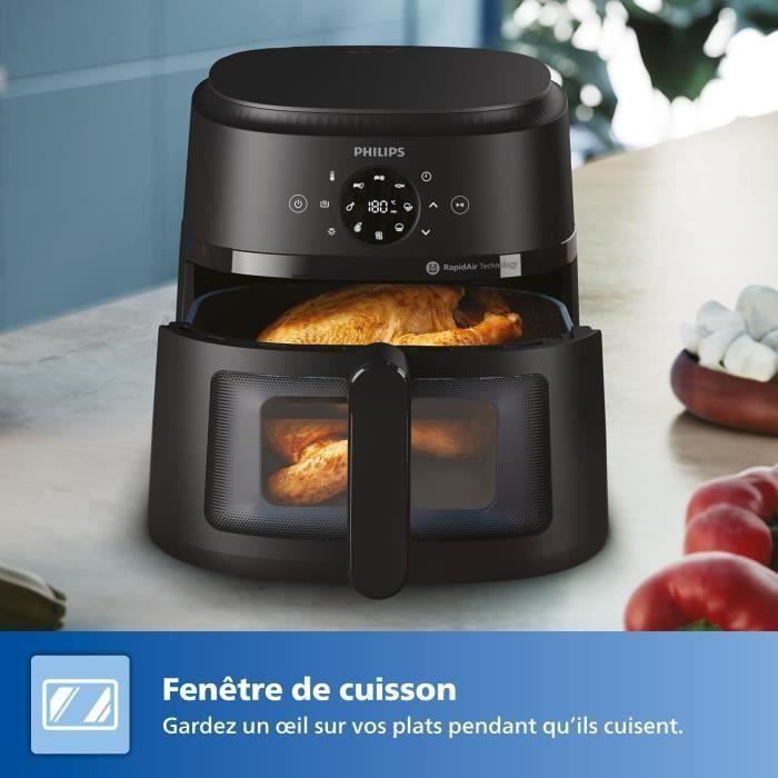 Freidora de aire Philips NA230/00 - Serie 2000 - 6,2 L - 13 modos de cocción - Ventana de cocción - 1500 W - Negra