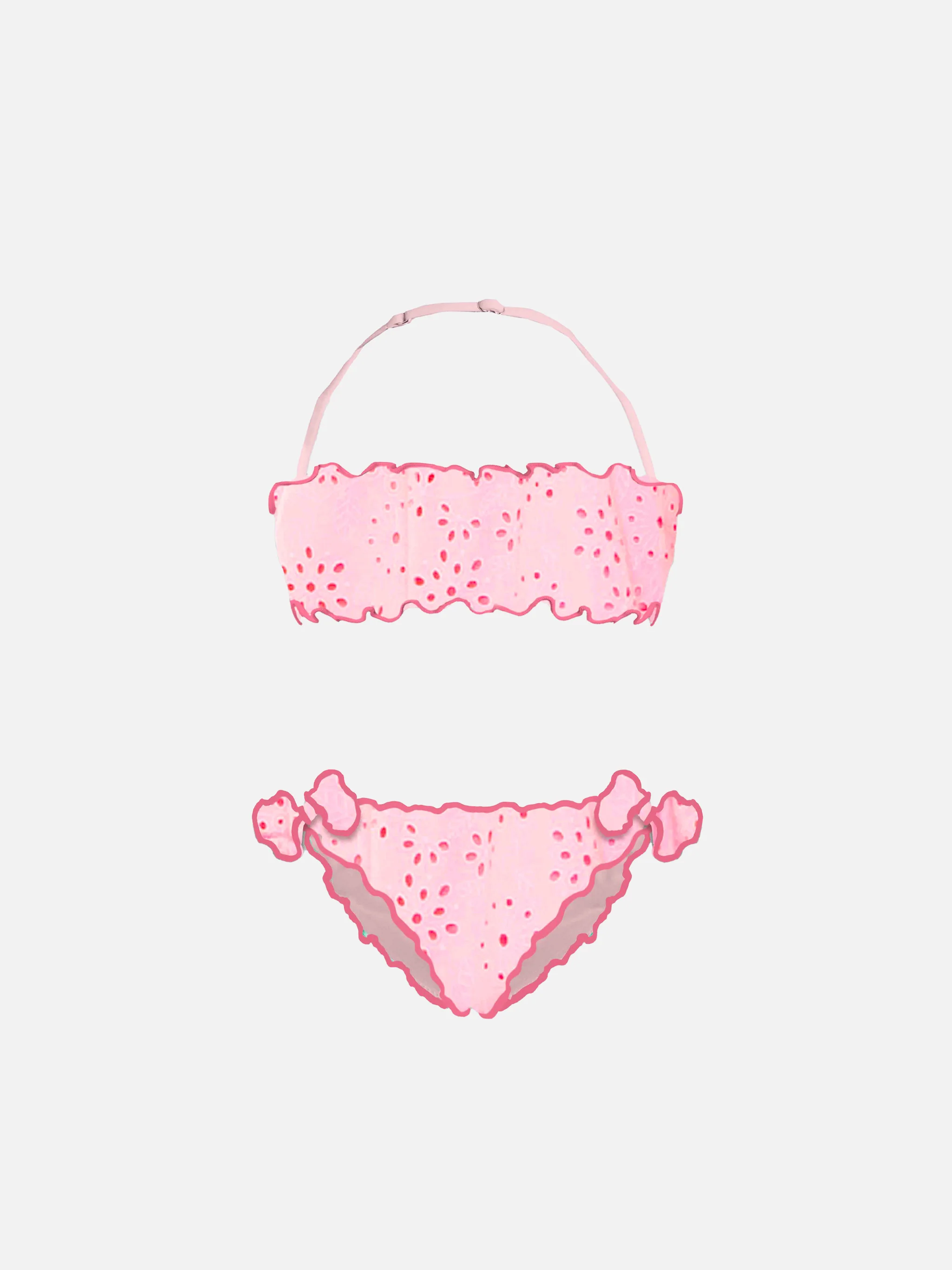 Bikini bandeau rosa Sangallo para niñas