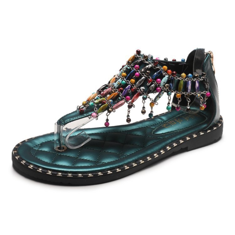 Sandales à plateforme pour femmes, chaussures d'été à semelle épaisse, en cuir souple et confortable, ornées de strass, pantoufles et tongs
