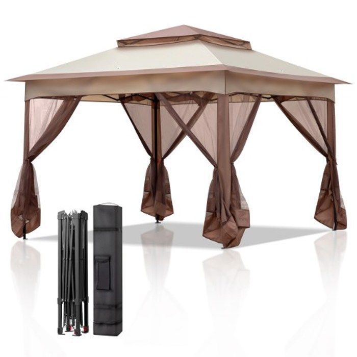 3.3x3.3M Garden Gazebo - Outdoor, Reception, Party - Waterproof Oxford Fabric - Khaki