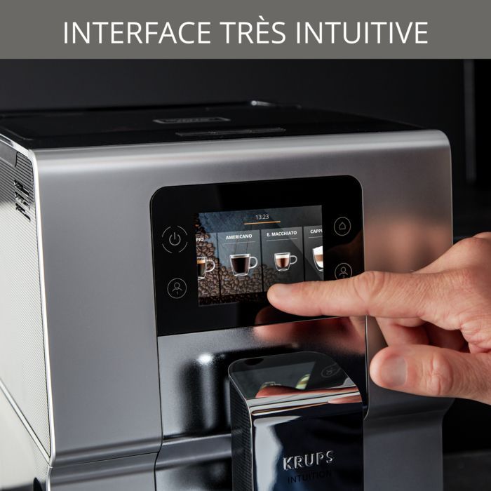 KRUPS Bean-to-Cup Coffee Machine, Color Touchscreen, 15 Recipes, EA875E10