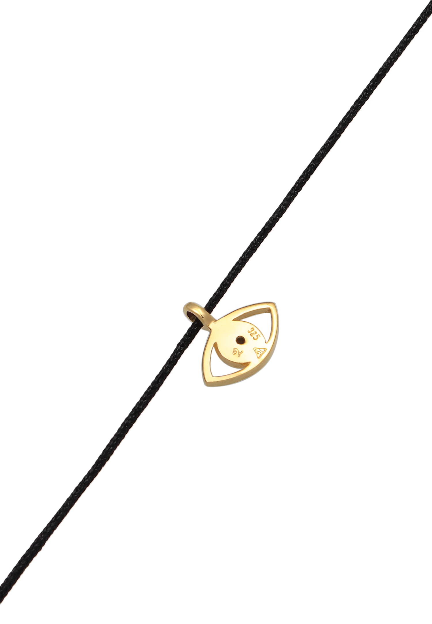 Elli Femmes Choker Evil Eye pendentif avec cristal et textile en argent sterling 925 plaqué or