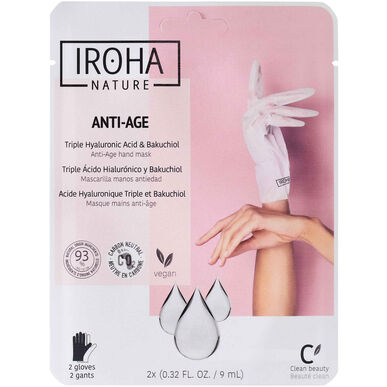Iroha Nature Hyaluronihappoa sisältävä ikääntymistä ehkäisevä käsinaamio 2 x 9 ml