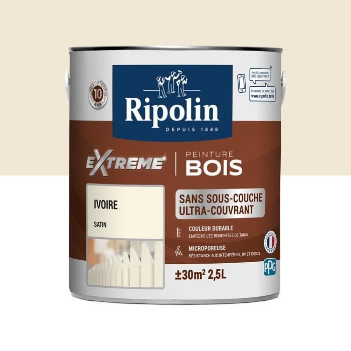 Tinta para madeira RIPOLIN para interiores e exteriores - Marfim acetinado - 2,5 L