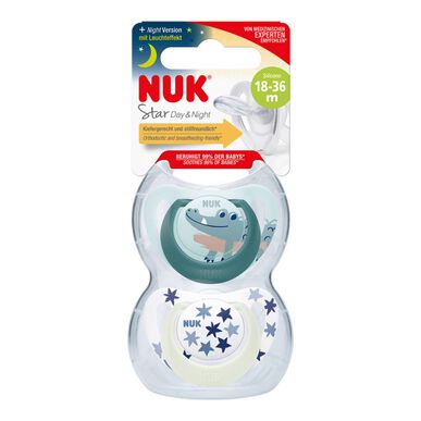Nuk Star Day & Night Boy 18-36M Ορθοδοντικές Πιπίλες σε Σχήμα Μπλε, Τεμάχιο 2