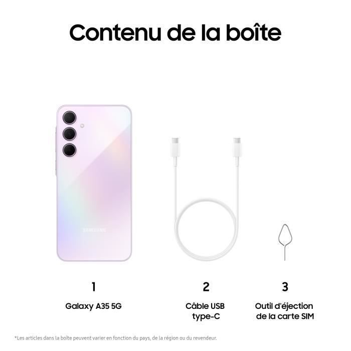 Smartphone Samsung Galaxy A35 de 128 GB, 5G, color lila.