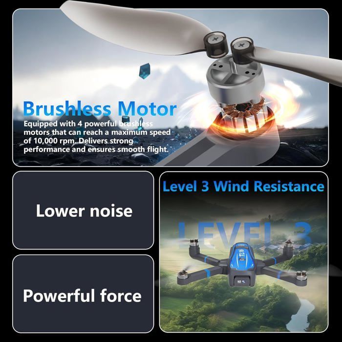 Drone - TRAHOO - TL16 - Caméra HD 4K - Positionnement par flux optique - Wi-Fi intégré