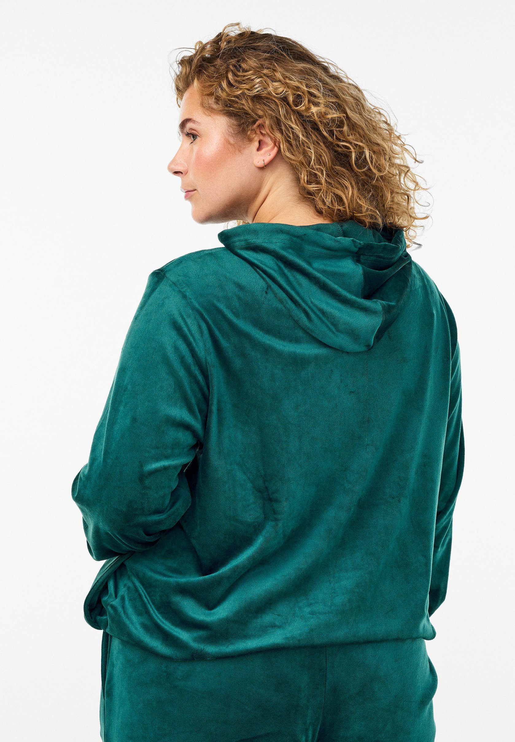 Sweat à capuche zippé Zizzi - bleu sarcelle foncé
