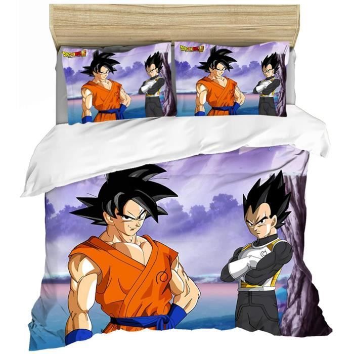Dragon Ball Z ,Housse De Couette Enfant 3Pcs Motif 3D Goku,100% Microfibre Garçons Filles Literie Chambre-135x200cm[355]