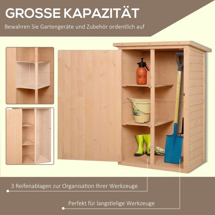 Garden Shed - Chalet Garden shed made of natural fir wood 75x56x115cm with shelves | Compact and practical outdoor storage