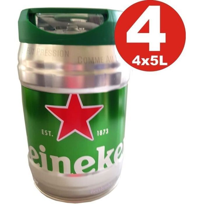 4 barriles de cerveza Heineken DraughtKeg de 5 litros, 5% vol.