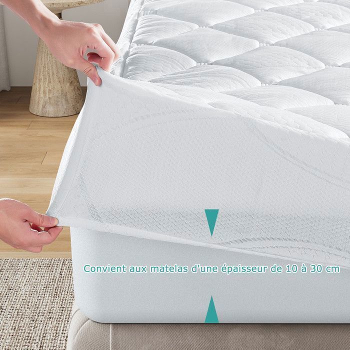 Surmatelas 180x200 cm - INRE, Confort Optimal - Moelleux, Anti-acarien, Respirant - pour Matelas 1 Places - Lavable ,