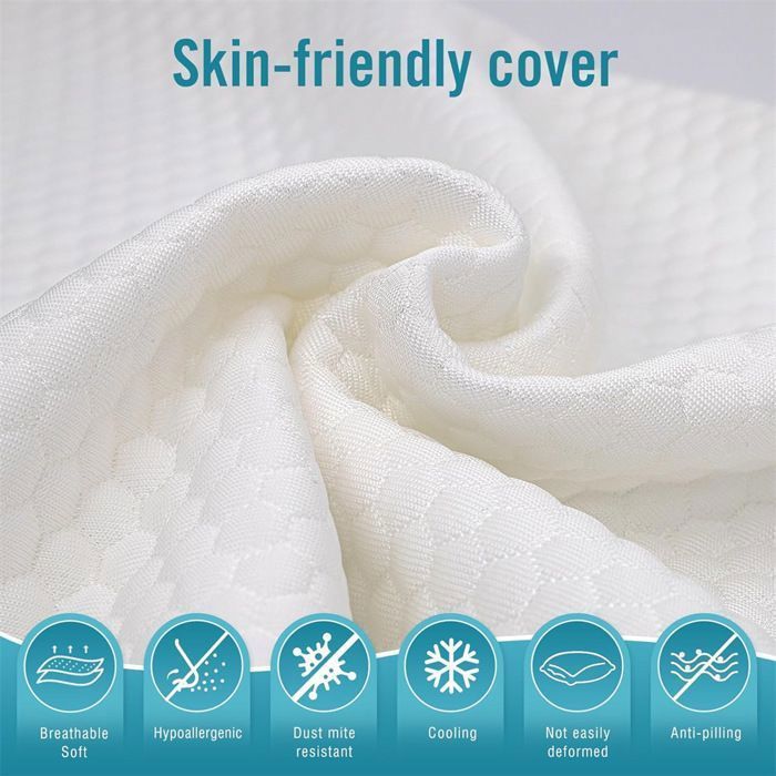 Almohada de espuma viscoelástica de 60x40 cm, almohada cervical ergonómica, cojín de espuma viscoelástica para el dolor de cuello.