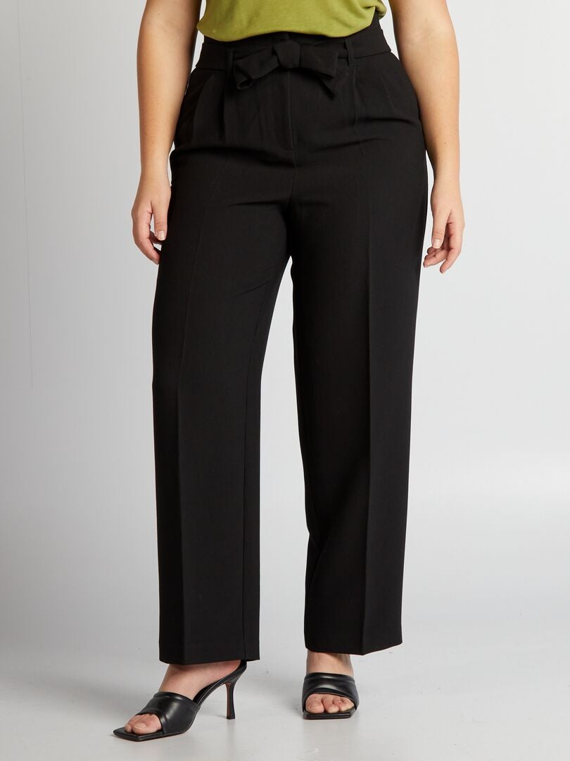 Rechte broek met riem - zwart