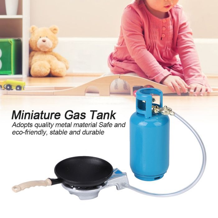 3pcs 1:12 Scale Miniature Dollhouse Simulated Gas Stove Tank Kitchen Utensil Model Kit