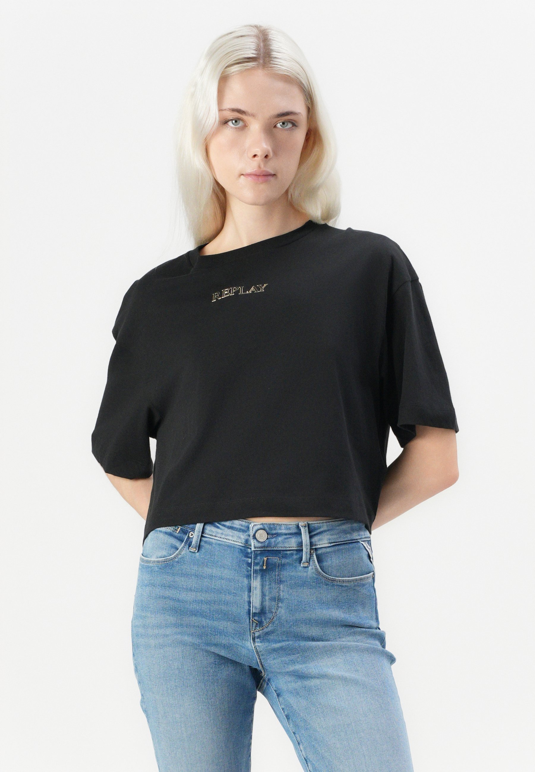 Replay Print T-shirt - zwart