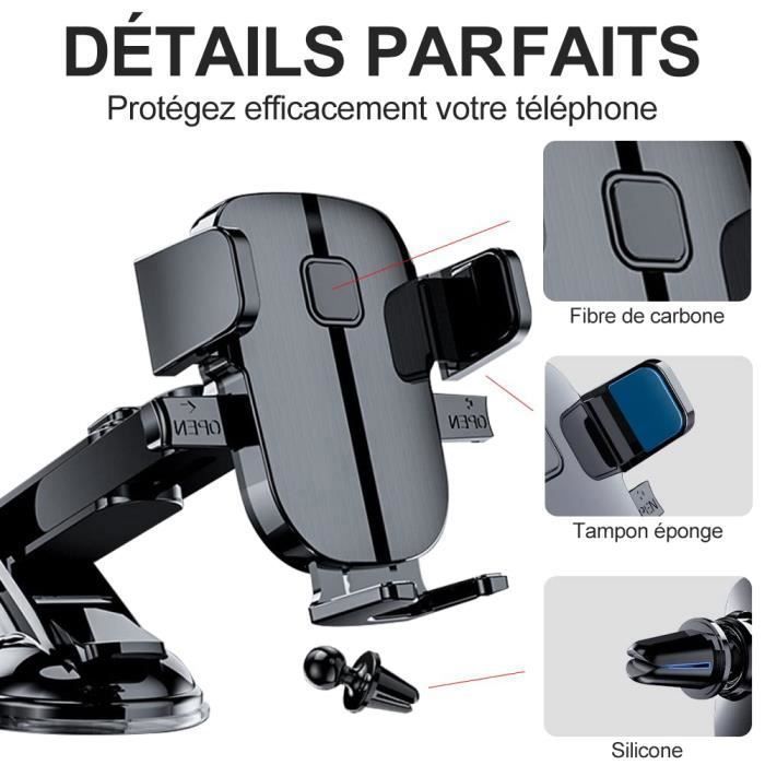 Soporte para teléfono de coche - Universal - Rotación de 360° - Súper succión - Estabilidad - Negro