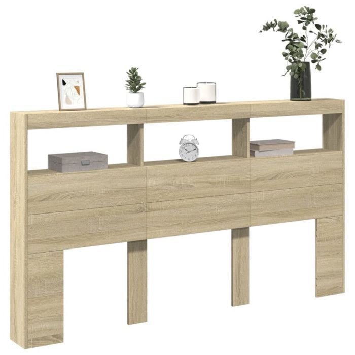 cabecero de armario vidaXL con LED, cabecero con compartimento, mueble de almacenamiento para dormitorio, accesorio 839212