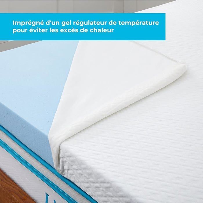 Surmatelas 150 x 190 cm Memoire de Forme | 7cm Epaisseur| Avec gel rafraîchissant et housse lavable à 7,5 cm 15 CAPTEUR D'IMAGE CCD