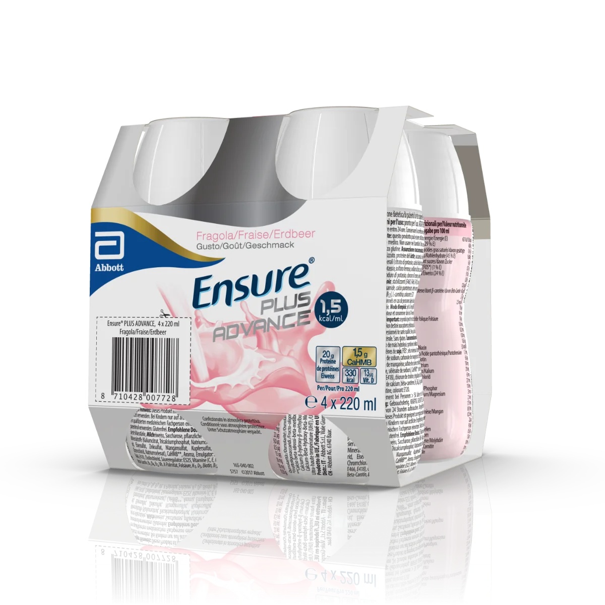 ENSURE Abbott Ensure Plus Advance Aardbei 4x220ml Eiwit voedingssupplement