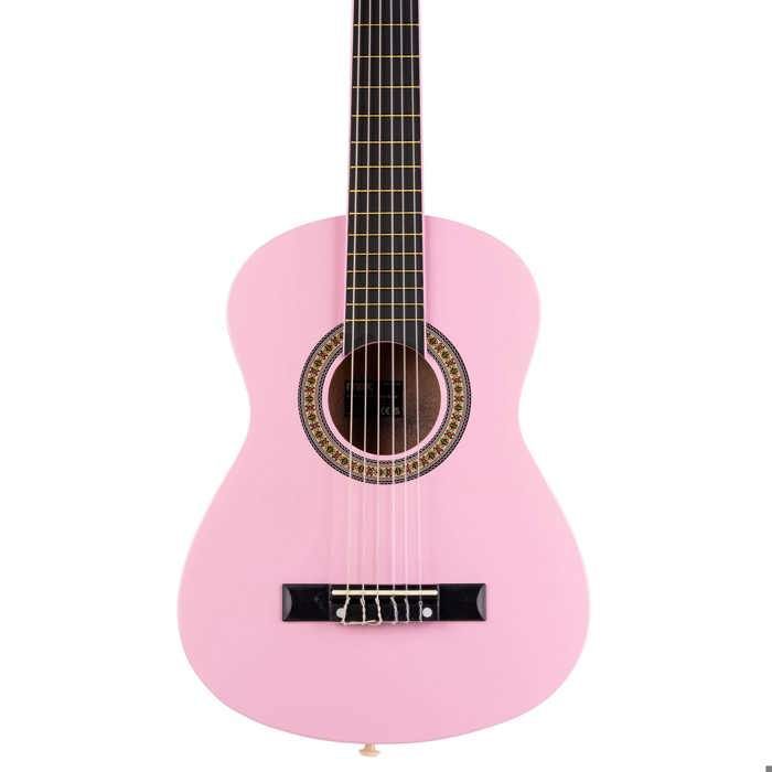 Max SoloArt Junior 1/4 størrelse klassisk gitarpakke - rosa, nylonstrenger, alder 4-6, bæreveske
