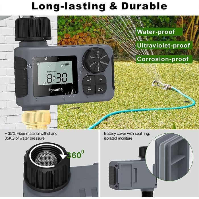 Temporizador de riego ZGEER - Temporizador automático - Resistente al agua IPX5 - Fácil de programar - Jardín