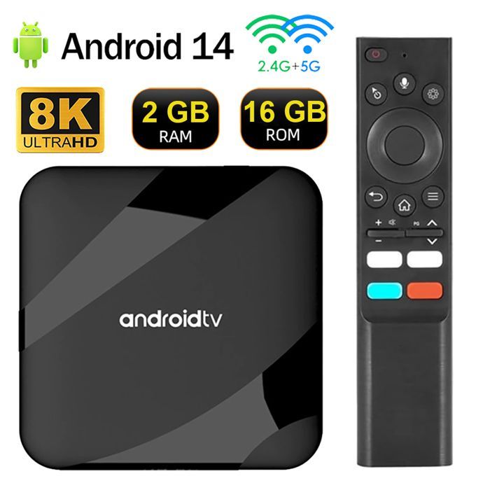 Android TV Box TV98 ATV, OUTUOTWQ Android 14 TV BOX Amlogic S905W2 2GB RAM 16GB ROM Video 8K WiFi 2.4G/5G Compatible con Netflix