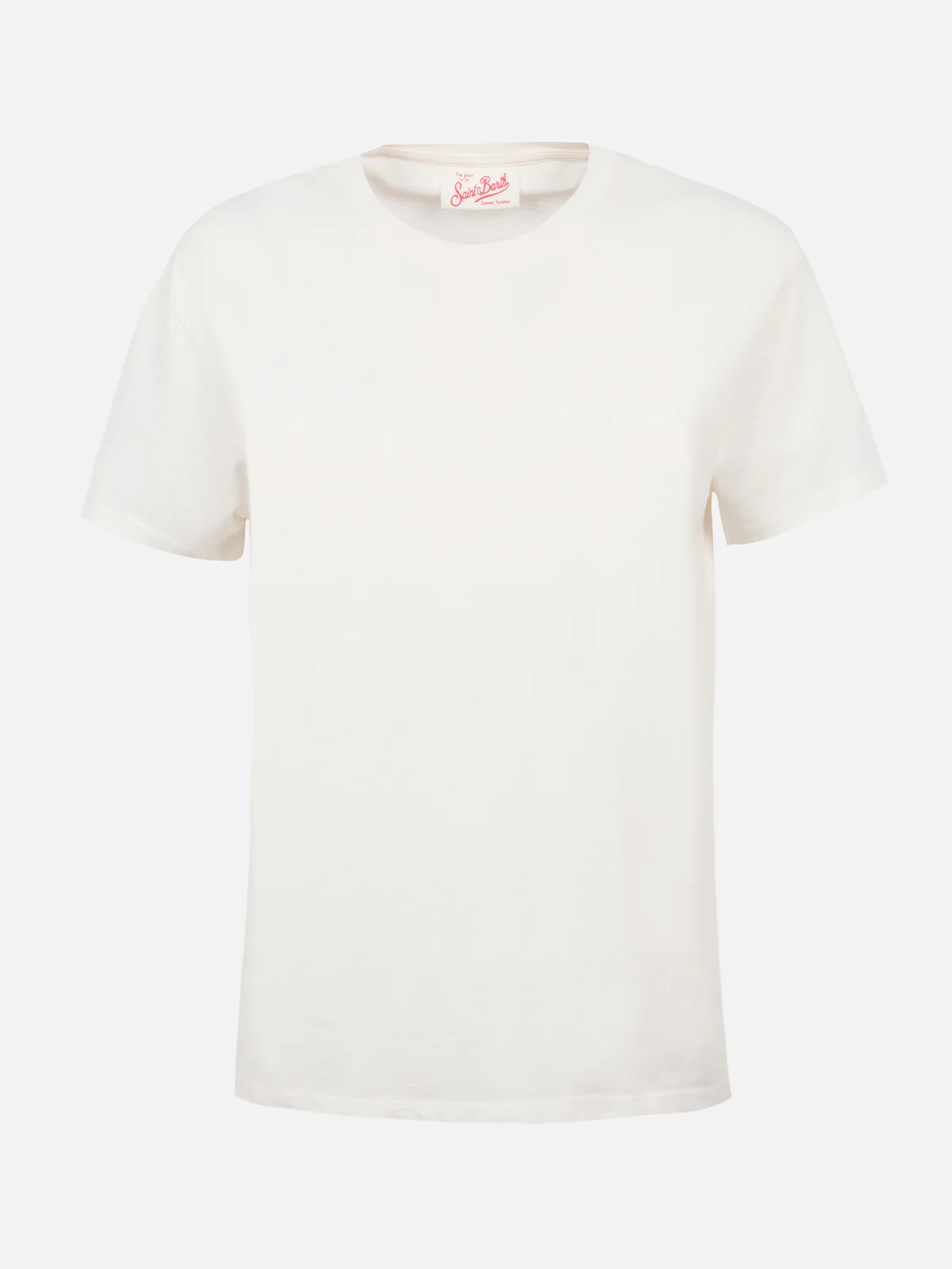 Emilie dames T-shirt met ronde hals van off-white katoenen jersey