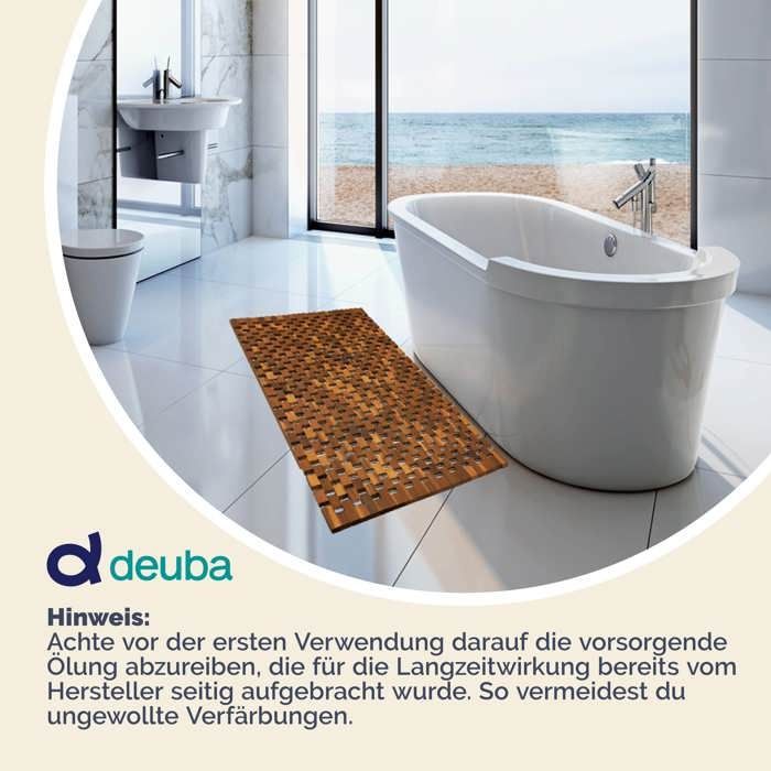 Tapis de salle de bain - tapis de sol antidérapant en bois d'acacia - 80 x 50 cm