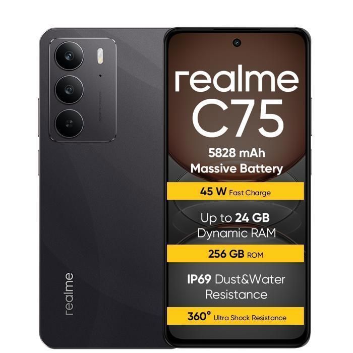 Smartphone realme C75, 8 GB + 16 GB de RAM dinámica + 256 GB de ROM, pantalla FHD+ de 6,72
