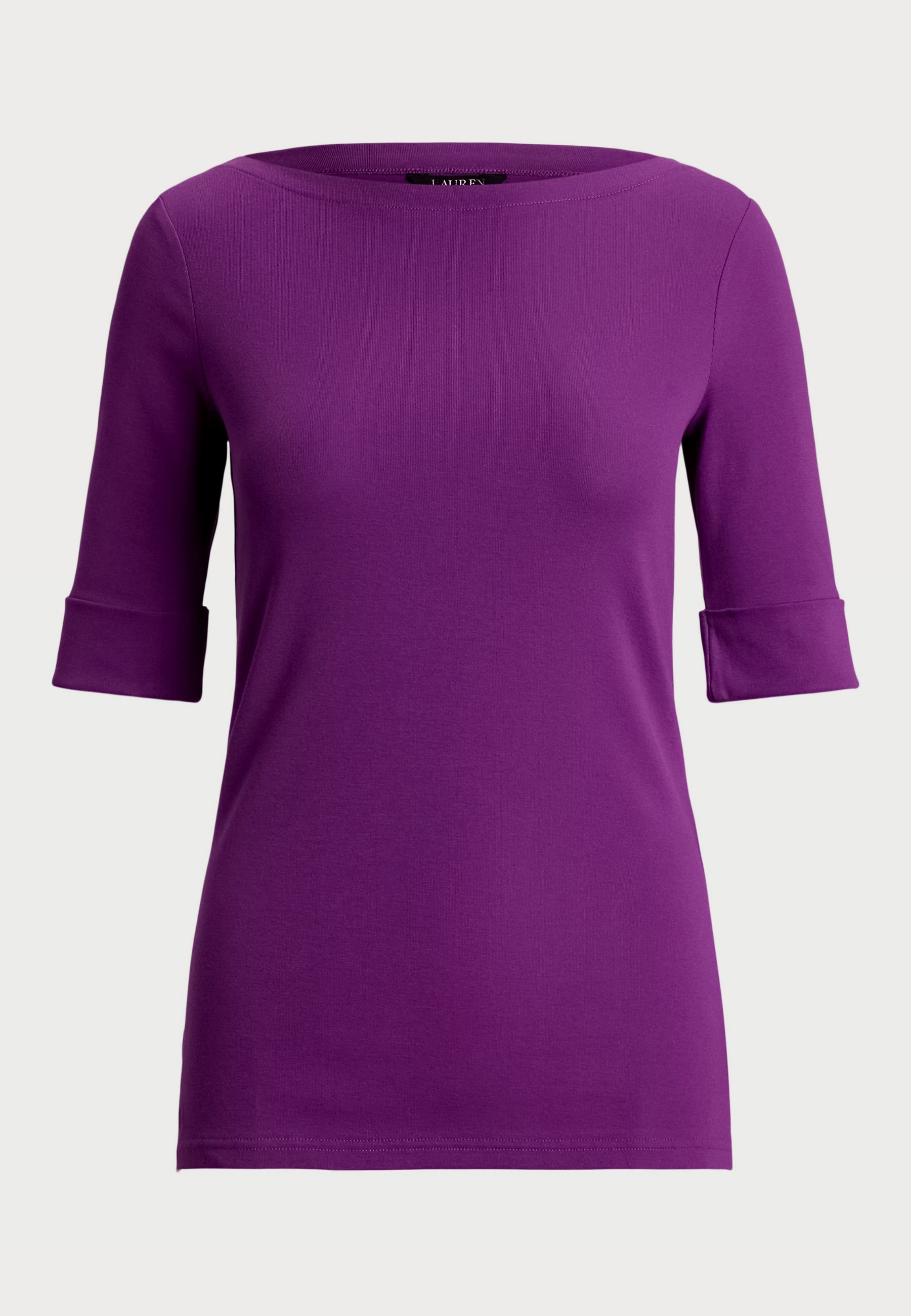 Lauren Ralph Lauren STRETCH KATOENEN T-SHIRT MET BOOTHALS - Basic T-shirt - Purple Dawn