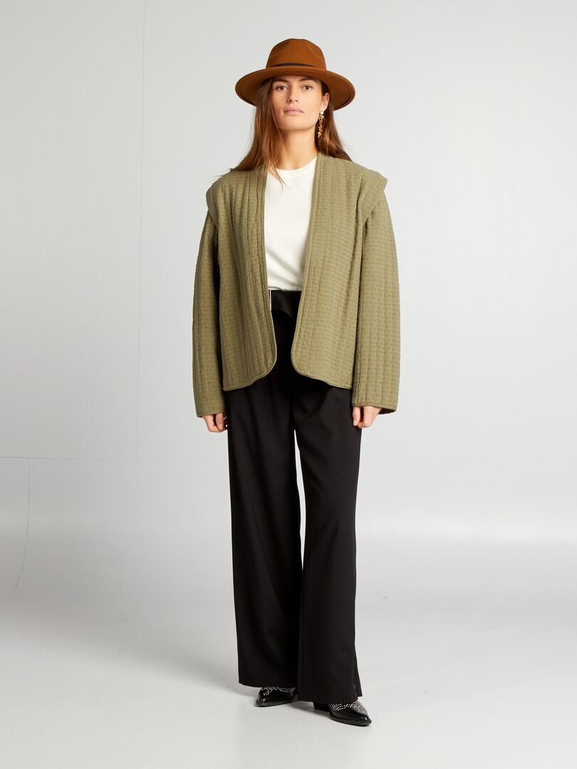 Wijde broek met riem - zwart